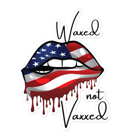 Waxed not Vaxxed Patriotic Do Not Comply Medical Freedom Decal Sticker, American Flag Dripping Lips Decal Sticker