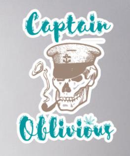 Captain Oblivious Laptop Cooler Locker decal stickers, Adult Humor decal, Marijuana Sticker Decal, Weed Decal, Skull Smoking Weed Sticker     Bubble-free stickers