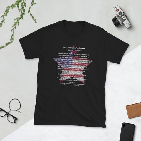 The American's Creed Patriotic Short-Sleeve Unisex T-Shirt for any one who Loves America and isn't afraid to show it. Summer shirt for Patriotic men and women, American Flag Shirt, USA Proud Shirts T-shirt